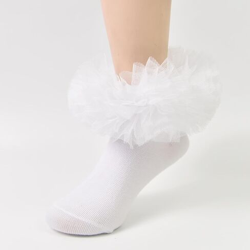Girls socks fluffy ruffled edge princess dress socks lace dance socks newborn/baby/toddler/girl in Kuwait