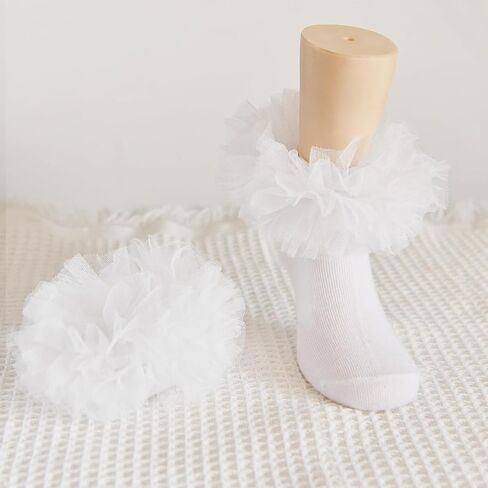 Girls socks fluffy ruffled edge princess dress socks lace dance socks newborn/baby/toddler/girl in Kuwait