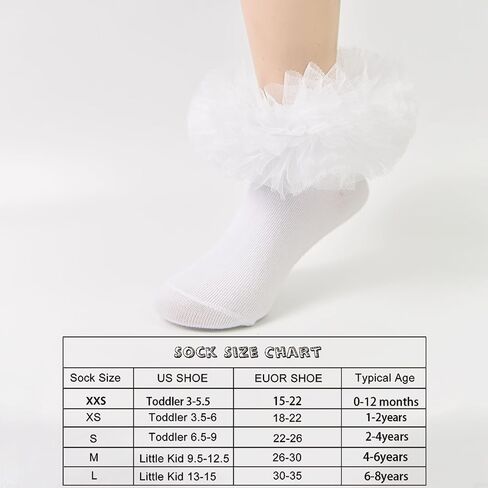 Girls socks fluffy ruffled edge princess dress socks lace dance socks newborn/baby/toddler/girl in Kuwait