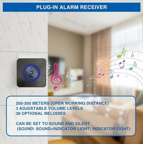 SOLO WiFi طويل المدى إنذار لاسلكي للممر، مستشعر حركة مقاوم للطقس، جهاز استقبال يعمل بالطاقة الشمسية وجهاز استقبال الرنين، مراقبة وحماية الممتلكات الخارجية والداخلية، تنبيه دخول الأعمال in Kuwait