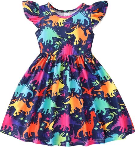Toddler Girls Ruffle Dress Baby Girl Heart Dress Floral Summer Dress Cartoon Cotton Sleeveless Casual Dressy 1-8T in Saudi Arabia