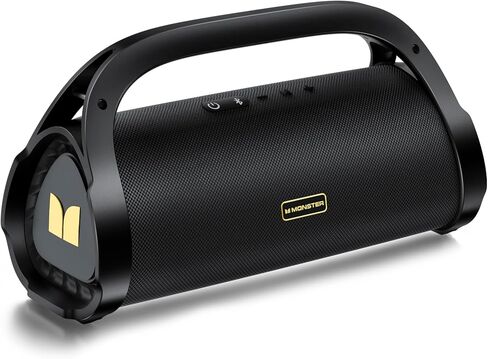 Monster Adventurer Max Bluetooth Speaker, IPX7 Waterproof Portable Speaker with Double Subwoofer, 100W Stereo Sound and Rich Bass, Wireless Outdoor Speakers for Home, Party, Beach, 24H Play, Gold in Saudi Arabia