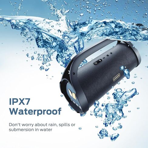 Monster Adventurer Max Bluetooth Speaker, IPX7 Waterproof Portable Speaker with Double Subwoofer, 100W Stereo Sound and Rich Bass, Wireless Outdoor Speakers for Home, Party, Beach, 24H Play, Gold in Saudi Arabia