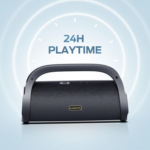 Monster Adventurer Max Bluetooth Speaker, IPX7 Waterproof Portable Speaker with Double Subwoofer, 100W Stereo Sound and Rich Bass, Wireless Outdoor Speakers for Home, Party, Beach, 24H Play, Gold in Saudi Arabia