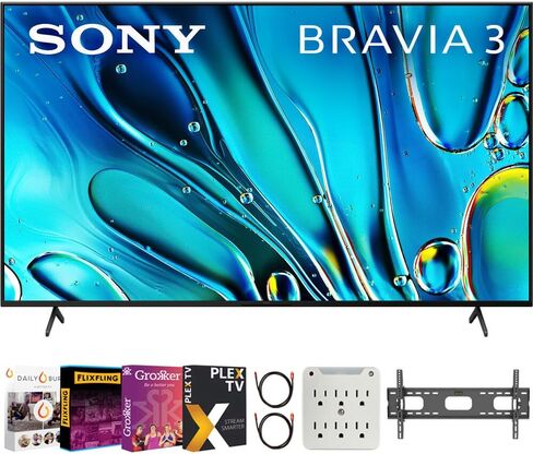Sony BRAVIA 3 K55S30 55 inch 4K HDR Smart LED TV Bundle with Premiere Movie Streaming Package & TV Setup Bundle with Wall Mount + Surge Adapter + HDMI Cable & More (2024 Model) in Saudi Arabia