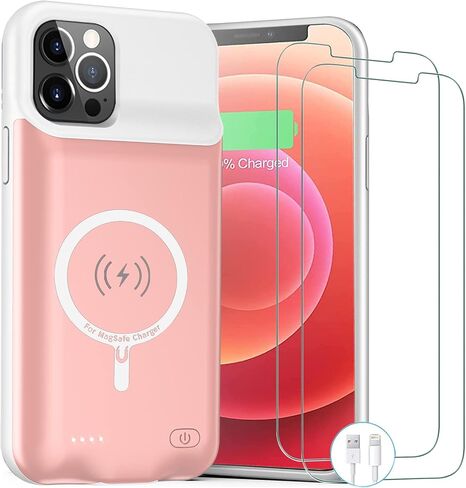 Battery Case for iPhone 12/ 12 Pro, Newest 10000mAh Rechargeable Portable Charging Case with Wireless Charging Compatible for iPhone 12/12 Pro (6.1 inch) with Carplay Battery Pack Charger Case (Black) in Saudi Arabia