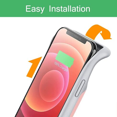 Battery Case for iPhone 12/ 12 Pro, Newest 10000mAh Rechargeable Portable Charging Case with Wireless Charging Compatible for iPhone 12/12 Pro (6.1 inch) with Carplay Battery Pack Charger Case (Black) in Saudi Arabia