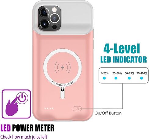 Battery Case for iPhone 12/ 12 Pro, Newest 10000mAh Rechargeable Portable Charging Case with Wireless Charging Compatible for iPhone 12/12 Pro (6.1 inch) with Carplay Battery Pack Charger Case (Black) in Saudi Arabia