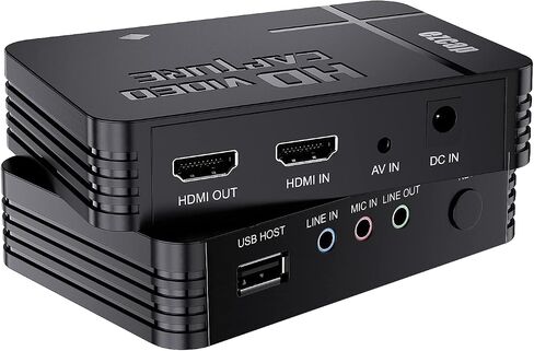 Ezcap288 1080P Game Capture Card via HDMI/AV Input, Support Mic-in, Compatible with Nintendo Switch PS4 and PS3, Xbox one, N64, VHS or Camcorder in Saudi Arabia