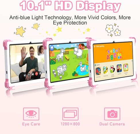 Kids Tablet 10 inch Android 14 Tablet for Kids Octa-Core 10+64GB GMS Certified Learning Tablet with WiFi 6, Bluetooth 5.2, Dual Camera, Parental Control Child Tablet with Drop-Proof Case in Kuwait
