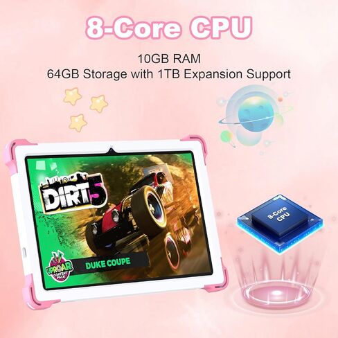 Kids Tablet 10 inch Android 14 Tablet for Kids Octa-Core 10+64GB GMS Certified Learning Tablet with WiFi 6, Bluetooth 5.2, Dual Camera, Parental Control Child Tablet with Drop-Proof Case in Kuwait