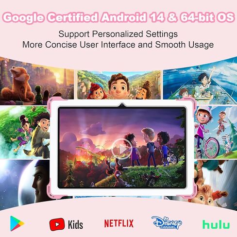 Kids Tablet 10 inch Android 14 Tablet for Kids Octa-Core 10+64GB GMS Certified Learning Tablet with WiFi 6, Bluetooth 5.2, Dual Camera, Parental Control Child Tablet with Drop-Proof Case in Kuwait