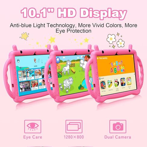 Kids Tablet 10 inch Android 14 Tablet for Kids Octa-Core 10+64GB GMS Certified Learning Tablet with WiFi 6, Bluetooth 5.2, Dual Camera, Parental Control Child Tablet with Drop-Proof Case in Kuwait