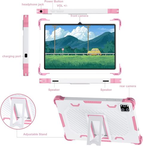 Kids Tablet 10 inch Android 14 Tablet for Kids Octa-Core 10+64GB GMS Certified Learning Tablet with WiFi 6, Bluetooth 5.2, Dual Camera, Parental Control Child Tablet with Drop-Proof Case in Kuwait