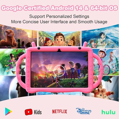 Kids Tablet 10 inch Android 14 Tablet for Kids Octa-Core 10+64GB GMS Certified Learning Tablet with WiFi 6, Bluetooth 5.2, Dual Camera, Parental Control Child Tablet with Drop-Proof Case in Kuwait