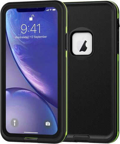 for iPhone XR Waterproof Case,Retail Packaging,Rugged Heavy Duty Wireless Charging Full Body Protective with Built-in Screen Protector Clear Case for iPhone XR Case 2018 (Black) in Saudi Arabia