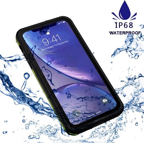 for iPhone XR Waterproof Case,Retail Packaging,Rugged Heavy Duty Wireless Charging Full Body Protective with Built-in Screen Protector Clear Case for iPhone XR Case 2018 (Black) in Saudi Arabia