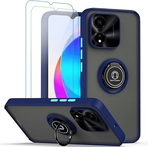 QUIETIP Case Compatible with Honor X5 Plus with Screen Protector,TPU + Hard PC Shockproof Magnetic Ring Car Mount Stand Cover,Blue in Saudi Arabia