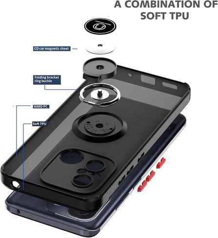 QUIETIP Case Compatible with Honor X5 Plus with Screen Protector,TPU + Hard PC Shockproof Magnetic Ring Car Mount Stand Cover,Blue in Saudi Arabia