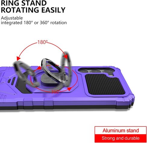 Ailiber for Samsung Galaxy S24 Case with Kickstand, Galaxy S24 5G Case with Screen Protector, for Magnetic Car Mount Stand Holder, Military Grade, Shockproof Cell Phone Cover for Samsung S24 5G-Black in Kuwait