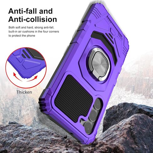 Ailiber for Samsung Galaxy S24 Case with Kickstand, Galaxy S24 5G Case with Screen Protector, for Magnetic Car Mount Stand Holder, Military Grade, Shockproof Cell Phone Cover for Samsung S24 5G-Black in Kuwait