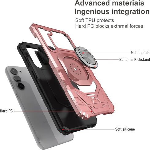 Ailiber for Samsung Galaxy S24 Case with Kickstand, Galaxy S24 5G Case with Screen Protector, for Magnetic Car Mount Stand Holder, Military Grade, Shockproof Cell Phone Cover for Samsung S24 5G-Black in Kuwait