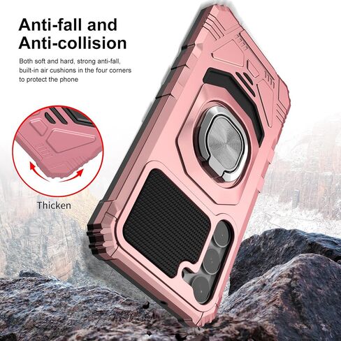 Ailiber for Samsung Galaxy S24 Case with Kickstand, Galaxy S24 5G Case with Screen Protector, for Magnetic Car Mount Stand Holder, Military Grade, Shockproof Cell Phone Cover for Samsung S24 5G-Black in Kuwait