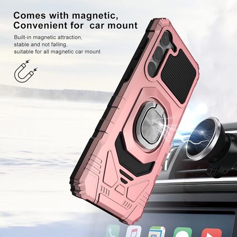 Ailiber for Samsung Galaxy S24 Case with Kickstand, Galaxy S24 5G Case with Screen Protector, for Magnetic Car Mount Stand Holder, Military Grade, Shockproof Cell Phone Cover for Samsung S24 5G-Black in Kuwait