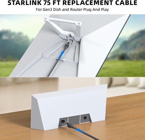 كابل XTAR Starlink Gen 3، كابل Starlink Gen 3 بطول 75 قدم، كابل بديل قياسي V3 مقاوم للماء، كابل Starlink Ethernet Gen 3 (75FT/22.9M) in Kuwait