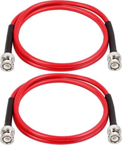 BNC Cable - 3FT 2PCS RG58 50 ohm BNC Male to Male Coax Cables low loss BNC Extension Coaxial Cable with BNC Adapter Connector for Antennas, RF Radios, Modems, Oscilloscopes, Spectrum, etc (Red) in Saudi Arabia
