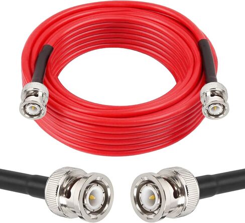 BNC Cable - 3FT 2PCS RG58 50 ohm BNC Male to Male Coax Cables low loss BNC Extension Coaxial Cable with BNC Adapter Connector for Antennas, RF Radios, Modems, Oscilloscopes, Spectrum, etc (Red) in Saudi Arabia