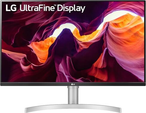 شاشة كمبيوتر LG 27UL550-W مقاس 27 بوصة بدقة 4K UHD (3840 × 2160) فائقة الدقة، IPS، AMD FreeSync، حامل قابل للتعديل للإمالة/الارتفاع/المحور، HDR10، HDMI، منفذ DisplayPort، مثبت أسود، أبيض in Kuwait