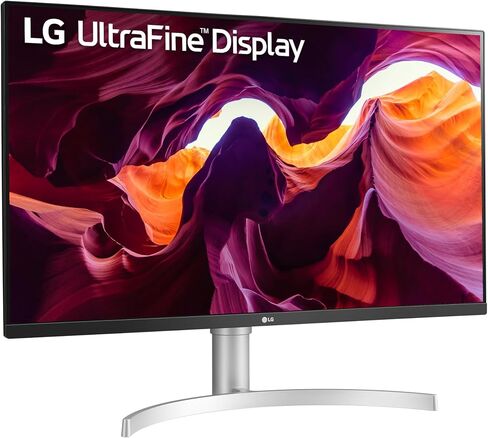 شاشة كمبيوتر LG 27UL550-W مقاس 27 بوصة بدقة 4K UHD (3840 × 2160) فائقة الدقة، IPS، AMD FreeSync، حامل قابل للتعديل للإمالة/الارتفاع/المحور، HDR10، HDMI، منفذ DisplayPort، مثبت أسود، أبيض in Kuwait