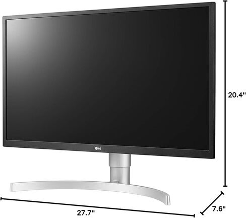 شاشة كمبيوتر LG 27UL550-W مقاس 27 بوصة بدقة 4K UHD (3840 × 2160) فائقة الدقة، IPS، AMD FreeSync، حامل قابل للتعديل للإمالة/الارتفاع/المحور، HDR10، HDMI، منفذ DisplayPort، مثبت أسود، أبيض in Kuwait