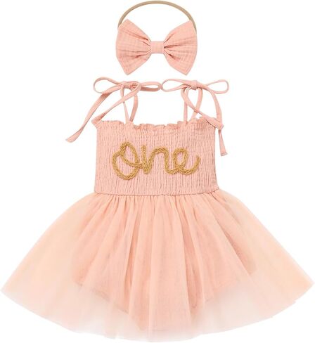 IDOPIP Baby Girl Berry One 1st Birthday Outfit Boho Romper Smocked Ruffle Tutu Dress with Headband for Cake Smash Photo Shoot in Saudi Arabia