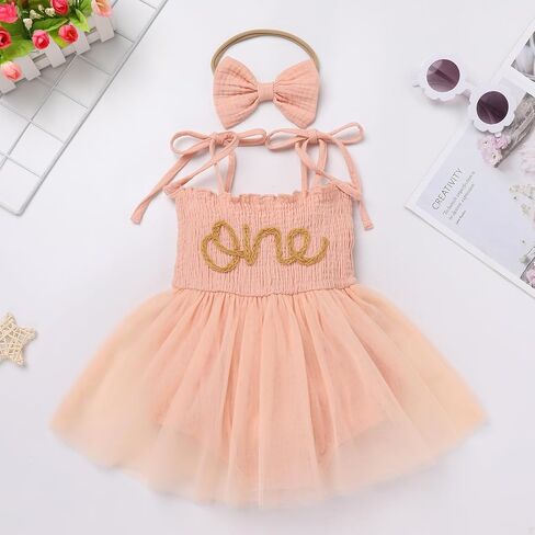 IDOPIP Baby Girl Berry One 1st Birthday Outfit Boho Romper Smocked Ruffle Tutu Dress with Headband for Cake Smash Photo Shoot in Saudi Arabia