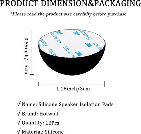 16Pack Silicone Speaker Isolation Pads,Turntable Feet and Subwoofer Isolation Pads,Black Hemisphere Silicone Bumper Non Skid Feet,Audio Equipment Sound Dampening Anti Vibration Silicone Feet(1inch) in Kuwait