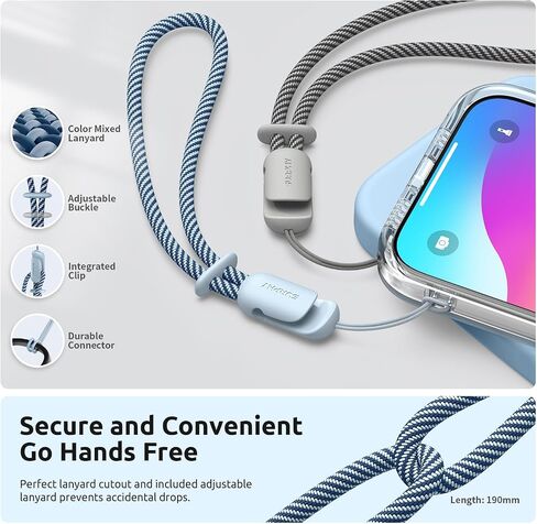SURPHY Designed for iPhone 15 Pro Case with Screen Protector and Lanyard, Phone Strap and Liquid Silicone Phone Case (Camera protective + Soft Microfiber Lining) 6.1 inch 2023 (Light Blue) in Saudi Arabia