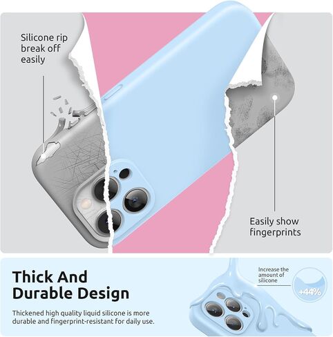 SURPHY Designed for iPhone 15 Pro Case with Screen Protector and Lanyard, Phone Strap and Liquid Silicone Phone Case (Camera protective + Soft Microfiber Lining) 6.1 inch 2023 (Light Blue) in Saudi Arabia