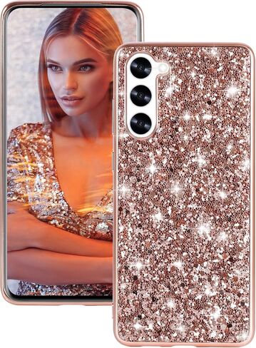 Silicone Case for Samsung Galaxy S24 Plus 5G Case Glitter Sparkle Bling, Hybrid Matte Back Case High Impact Heavy Duty Shockproof Protective Cover Samsung S24 Plus Cute Case for Women 6.7" (Black) in Saudi Arabia