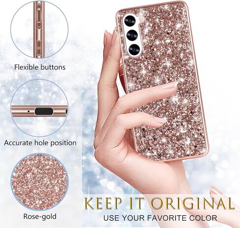 Silicone Case for Samsung Galaxy S24 Plus 5G Case Glitter Sparkle Bling, Hybrid Matte Back Case High Impact Heavy Duty Shockproof Protective Cover Samsung S24 Plus Cute Case for Women 6.7" (Black) in Saudi Arabia