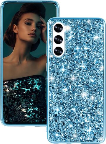 Silicone Case for Samsung Galaxy S24 Plus 5G Case Glitter Sparkle Bling, Hybrid Matte Back Case High Impact Heavy Duty Shockproof Protective Cover Samsung S24 Plus Cute Case for Women 6.7" (Black) in Kuwait