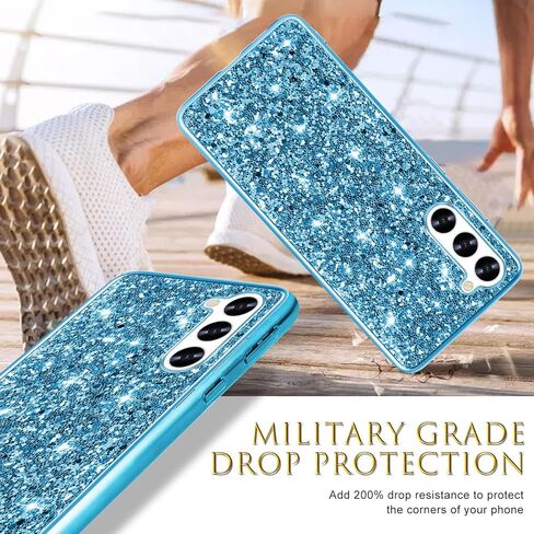 Silicone Case for Samsung Galaxy S24 Plus 5G Case Glitter Sparkle Bling, Hybrid Matte Back Case High Impact Heavy Duty Shockproof Protective Cover Samsung S24 Plus Cute Case for Women 6.7" (Black) in Kuwait