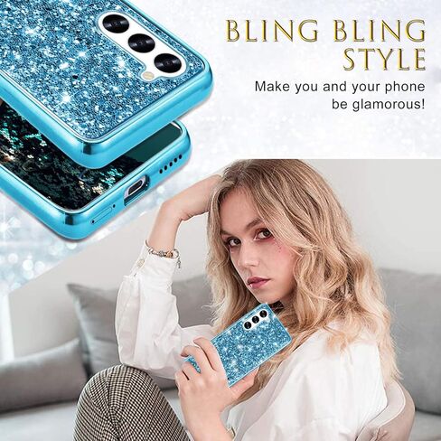 Silicone Case for Samsung Galaxy S24 Plus 5G Case Glitter Sparkle Bling, Hybrid Matte Back Case High Impact Heavy Duty Shockproof Protective Cover Samsung S24 Plus Cute Case for Women 6.7" (Black) in Kuwait