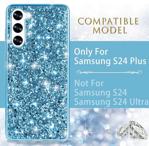 Silicone Case for Samsung Galaxy S24 Plus 5G Case Glitter Sparkle Bling, Hybrid Matte Back Case High Impact Heavy Duty Shockproof Protective Cover Samsung S24 Plus Cute Case for Women 6.7" (Black) in Kuwait