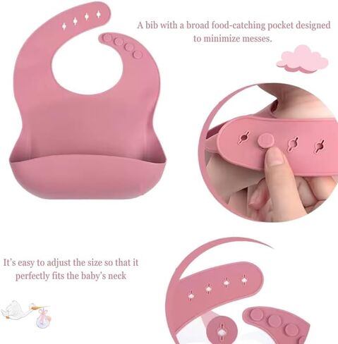 A 6-piece BPA Free Children Tableware Custom Silicone Bowl Weaning Suction Plate Baby And Toddler Feeding Set (Dark pink) in Saudi Arabia