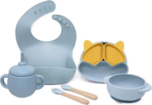 A 6-piece BPA Free Children Tableware Custom Silicone Bowl Weaning Suction Plate Baby And Toddler Feeding Set (Dark pink) in Saudi Arabia