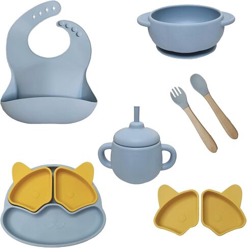 A 6-piece BPA Free Children Tableware Custom Silicone Bowl Weaning Suction Plate Baby And Toddler Feeding Set (Dark pink) in Saudi Arabia