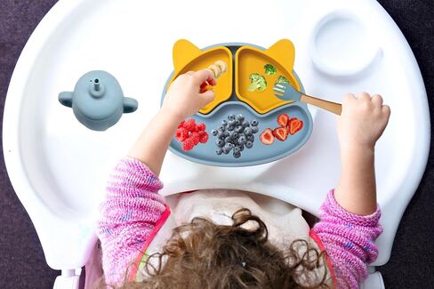 A 6-piece BPA Free Children Tableware Custom Silicone Bowl Weaning Suction Plate Baby And Toddler Feeding Set (Dark pink) in Saudi Arabia