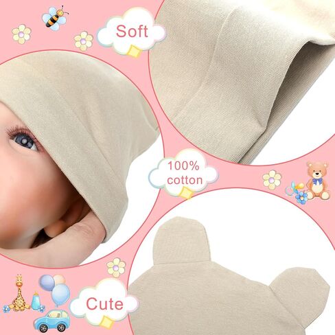 10 Set Newborn Baby Hat Mittens and Socks Newborn Bear Ears Beanie Caps Mitten Ankle Sock for 0-6 Months Infant in Saudi Arabia